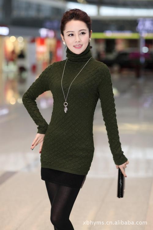 12新款冬装 韩版高领弹力羊绒修身菠萝纹 针织打底衫 毛衣 女装图片